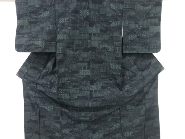 リサイクル　板垣模様織り出し十日町紬着物